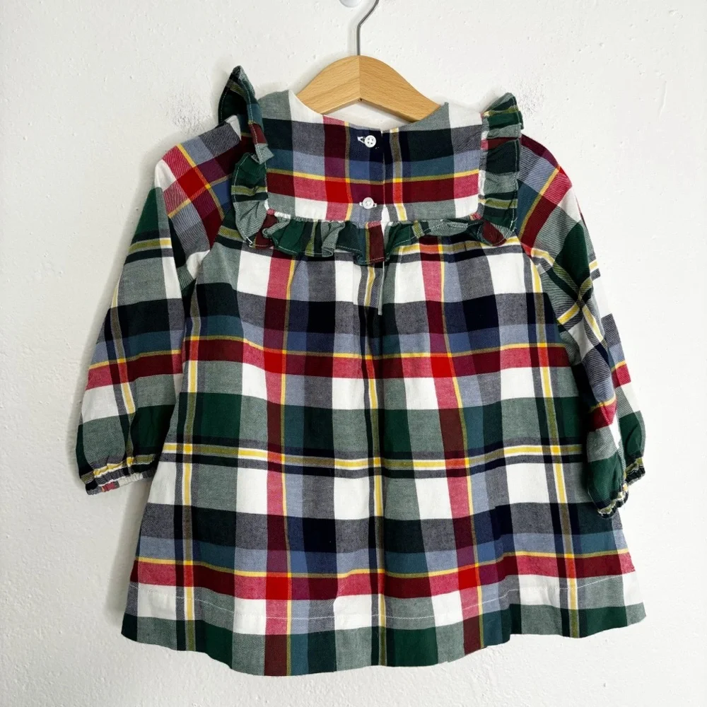 Baby Gap Plaid Ruffle Sleeve Dress Size 18-24M EUC